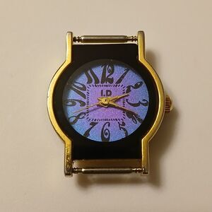 Vtg I.D. Women's Blue Purple Ombre Dial Analog Titanium Watch Case Japan Movt